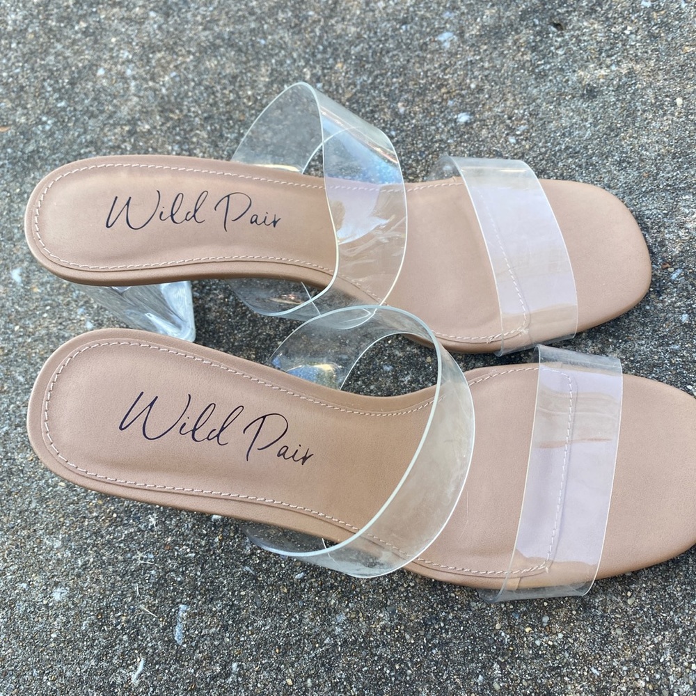 Like new, Wild Pair clear and beige high heels. Size 7.5